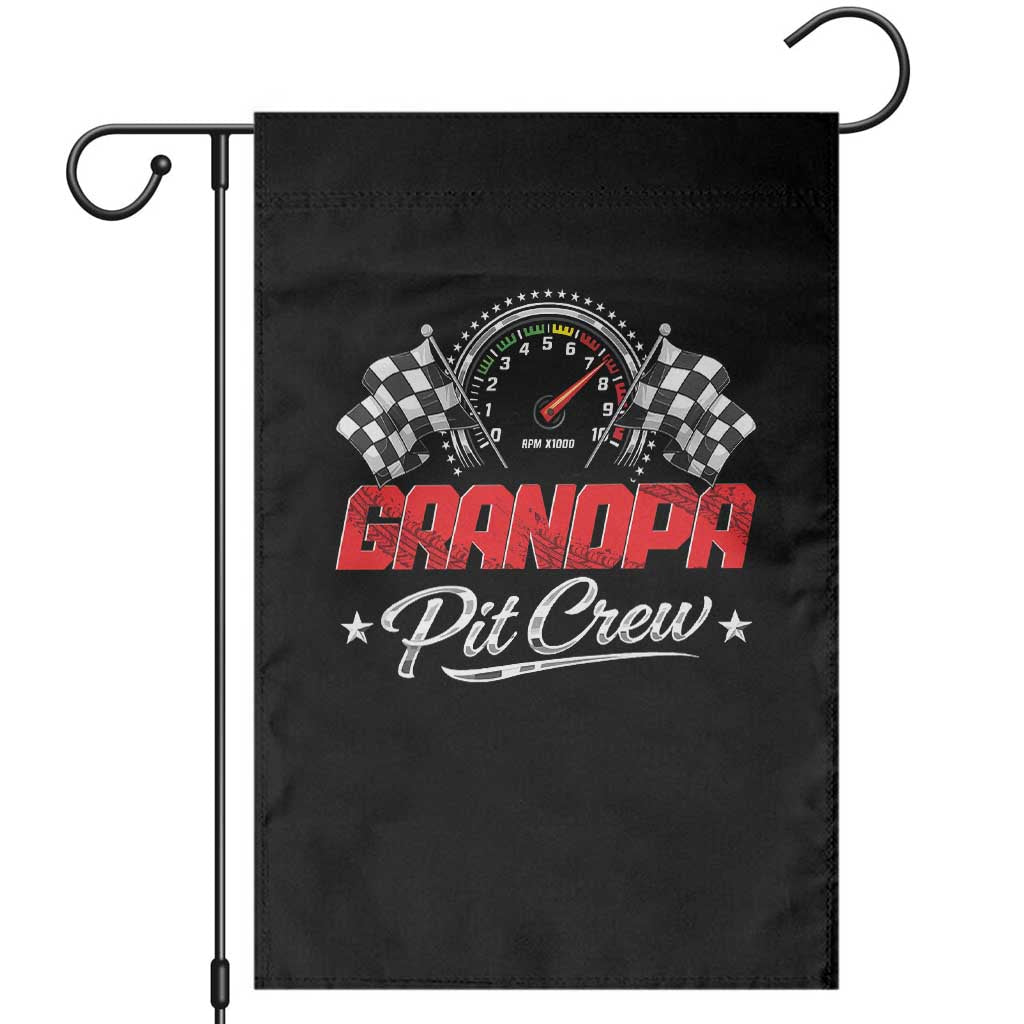 Grandpa Pit Crew Garden Flag Racing Family Matching Papa Gifts