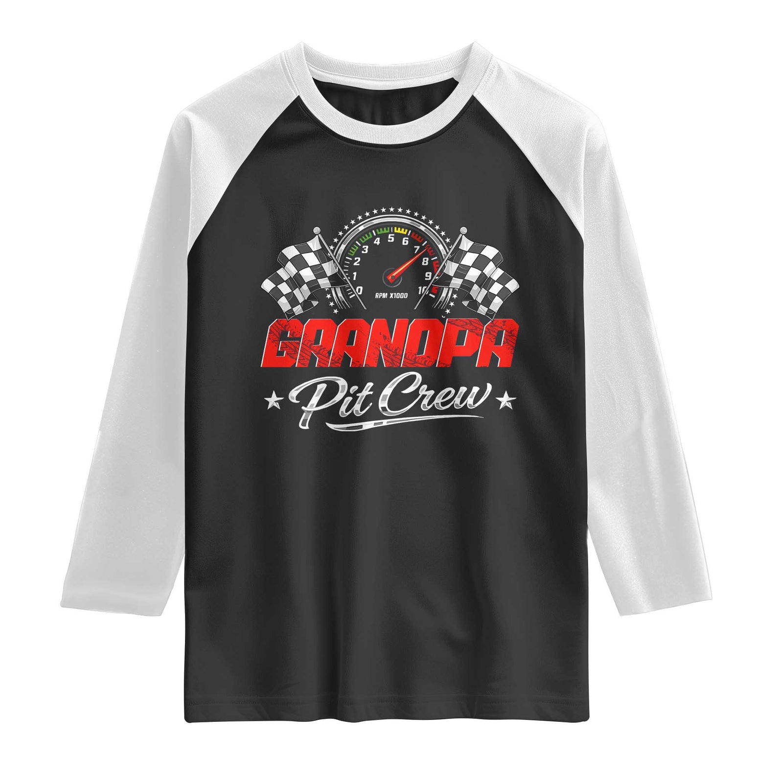 Grandpa Pit Crew Raglan Shirt Racing Family Matching Papa Gifts