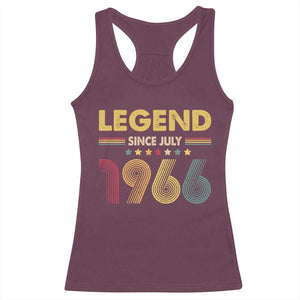 July 60th Birthday Racerback Tank Top Legends Since July 1966 Retro Bday TS11 Maroon Print Your Wear