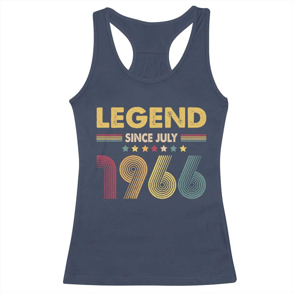 July 60th Birthday Racerback Tank Top Legends Since July 1966 Retro Bday TS11 Navy Print Your Wear