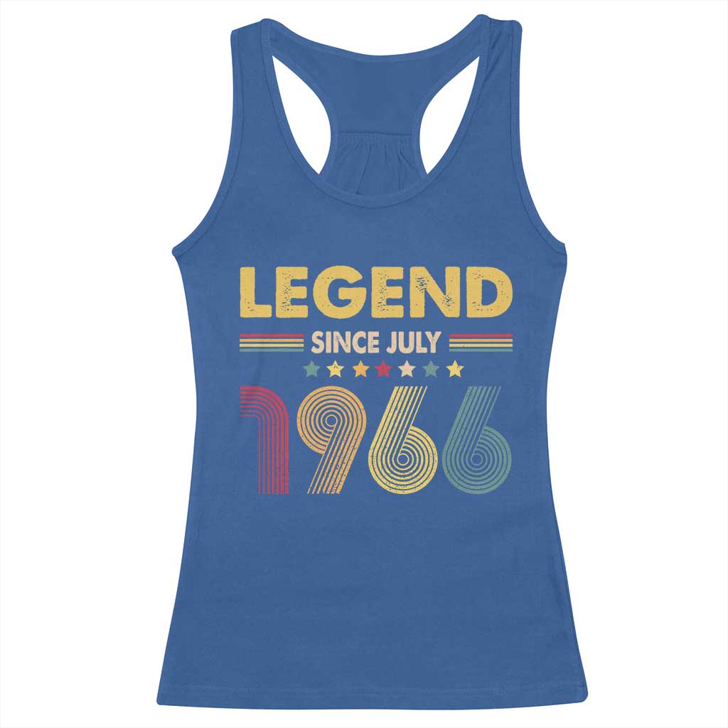 July 60th Birthday Racerback Tank Top Legends Since July 1966 Retro Bday TS11 Royal Blue Print Your Wear