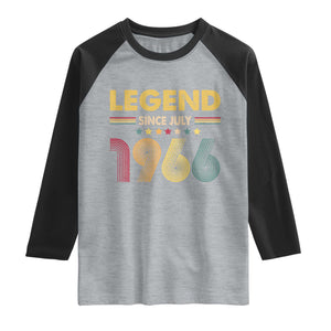 July 60th Birthday Raglan Shirt Legends Since July 1966 Retro Bday TS11 Heather Gray Black Print Your Wear