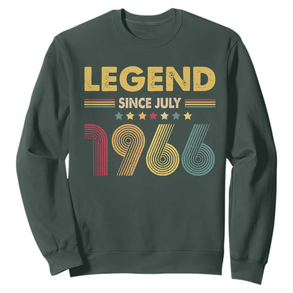July 60th Birthday Sweatshirt Legends Since July 1966 Retro Bday TS11 Dark Forest Green Print Your Wear