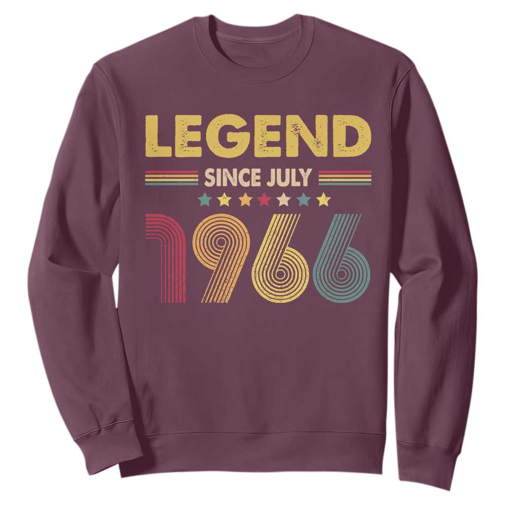 July 60th Birthday Sweatshirt Legends Since July 1966 Retro Bday TS11 Maroon Print Your Wear