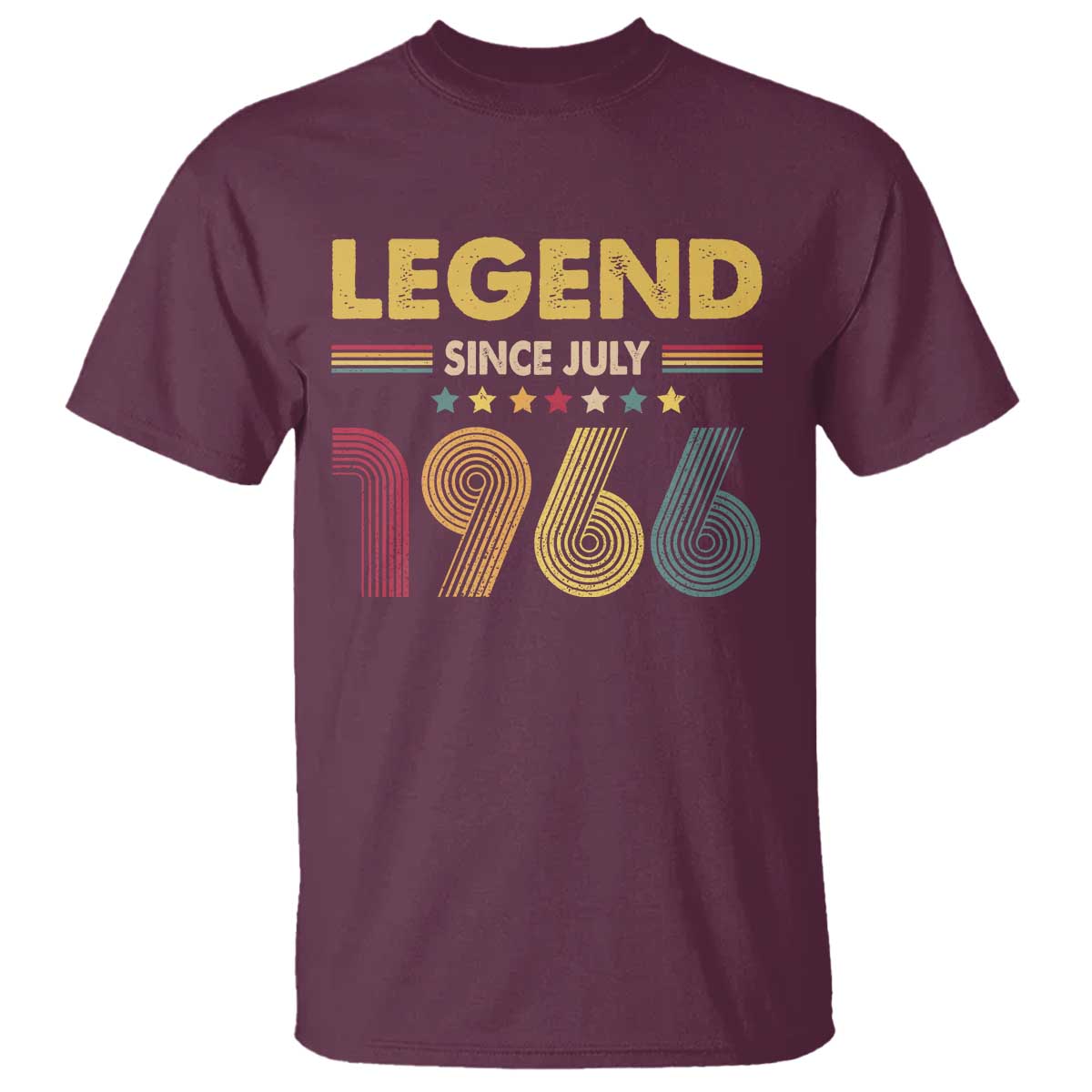 July 60th Birthday T Shirt Legends Since July 1966 Retro Bday TS11 Maroon Print Your Wear
