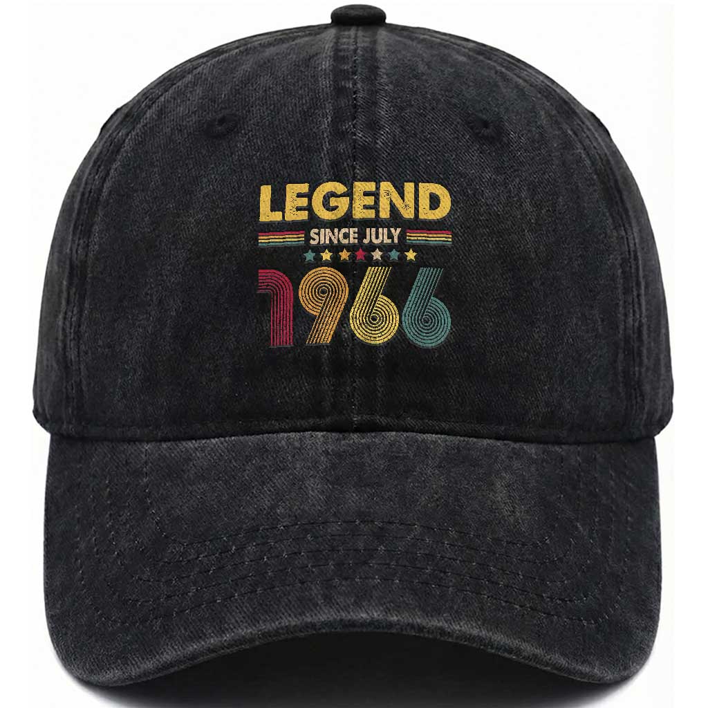 July 60th Birthday Washed Cotton Baseball Cap Legends Since July 1966 Retro Bday TS11 Print Your Wear
