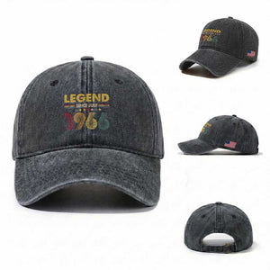 July 60th Birthday Washed Cotton Baseball Cap Legends Since July 1966 Retro Bday TS11 Washed Cap Universal Fit Dark Gray Print Your Wear