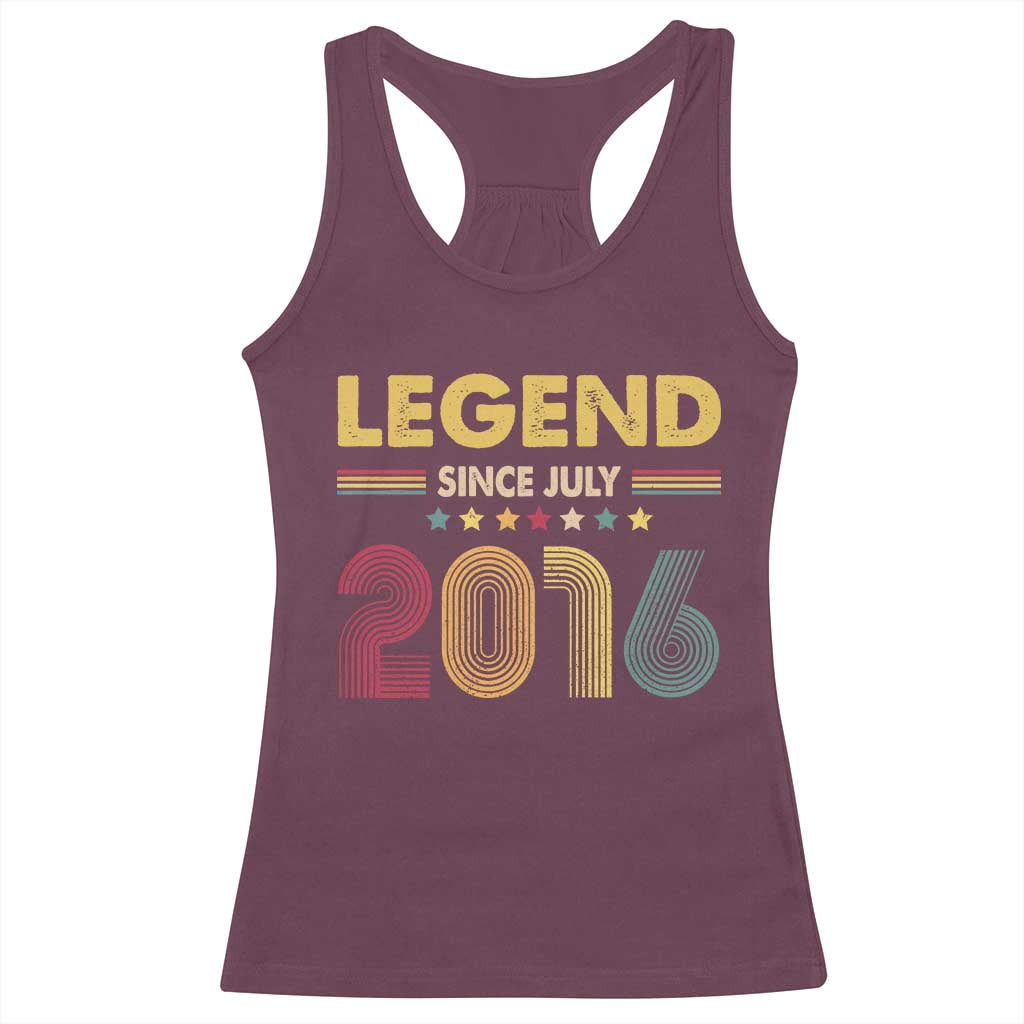 July 10th Birthday Racerback Tank Top Legends Since July 2016 Retro Bday TS11 Maroon Print Your Wear