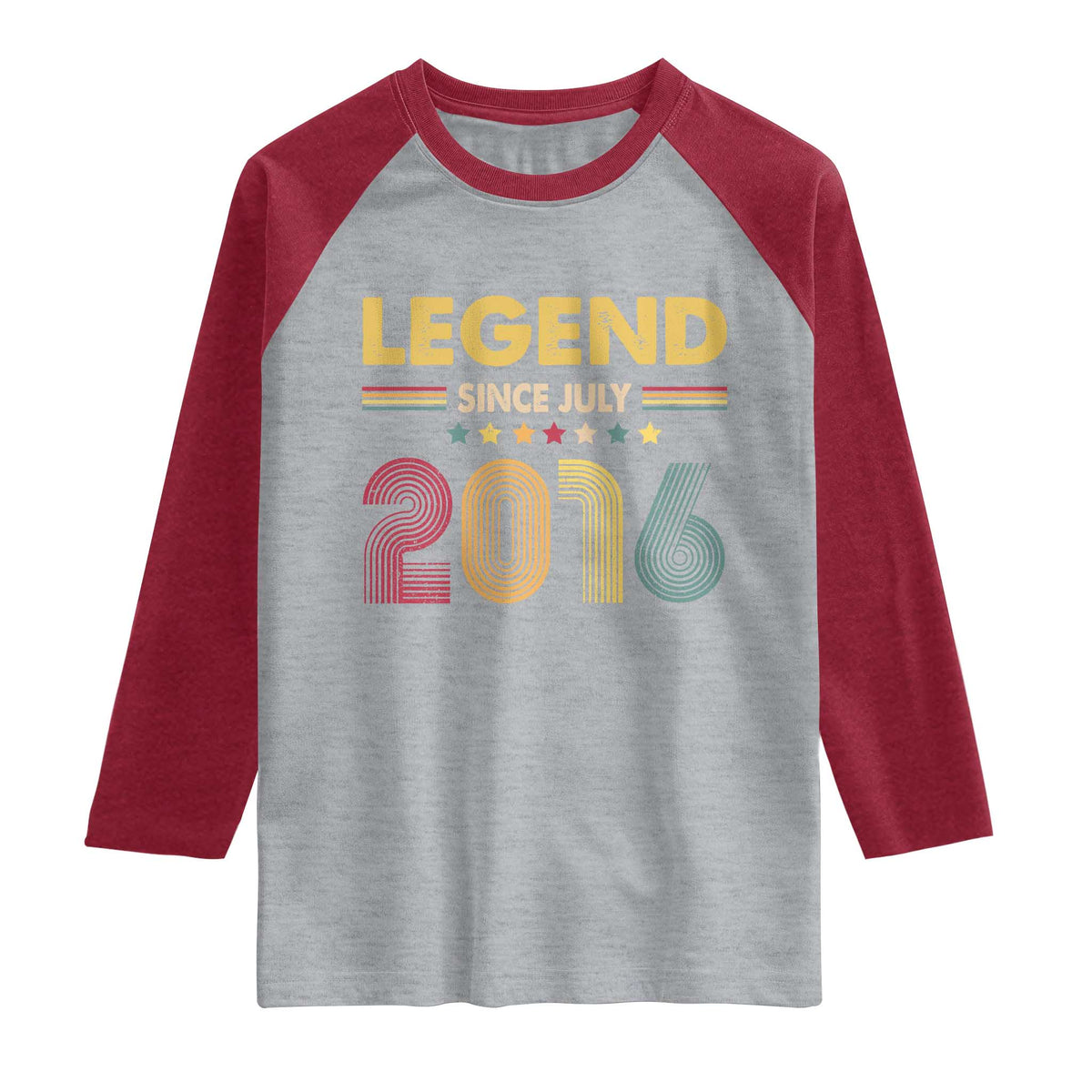 July 10th Birthday Raglan Shirt Legends Since July 2016 Retro Bday TS11 Heather Gray Heather Red Print Your Wear