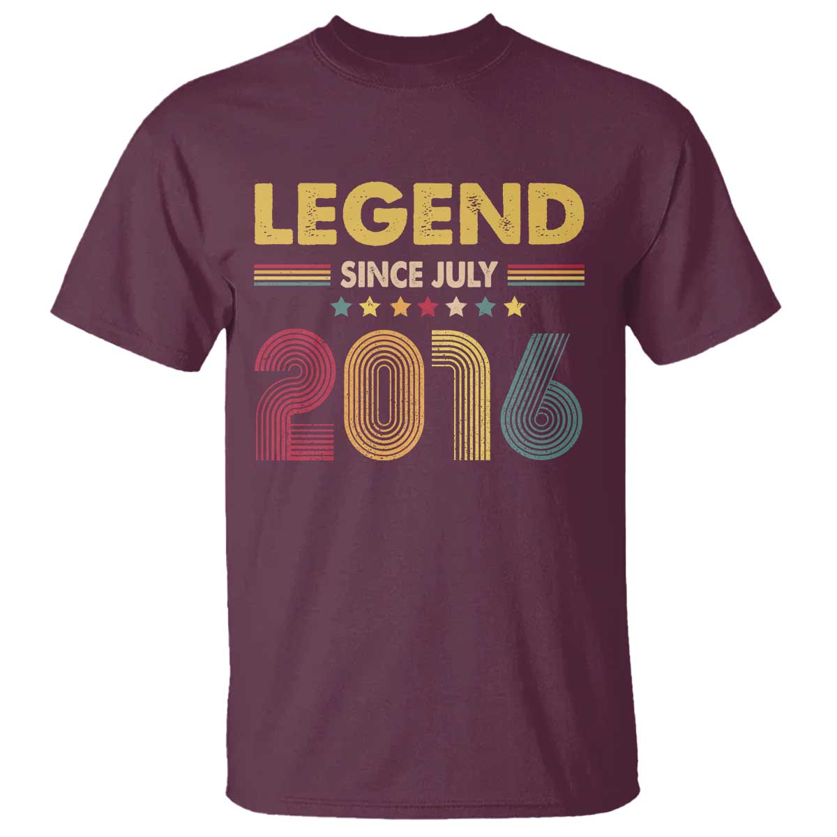 July 10th Birthday T Shirt Legends Since July 2016 Retro Bday TS11 Maroon Print Your Wear