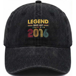 July 10th Birthday Washed Cotton Baseball Cap Legends Since July 2016 Retro Bday TS11 Print Your Wear