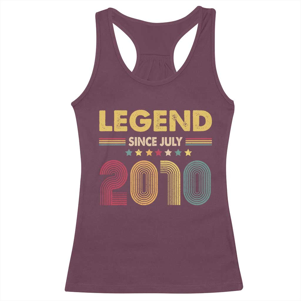 July 16th Birthday Racerback Tank Top Legends Since July 2010 Retro Bday TS11 Maroon Print Your Wear