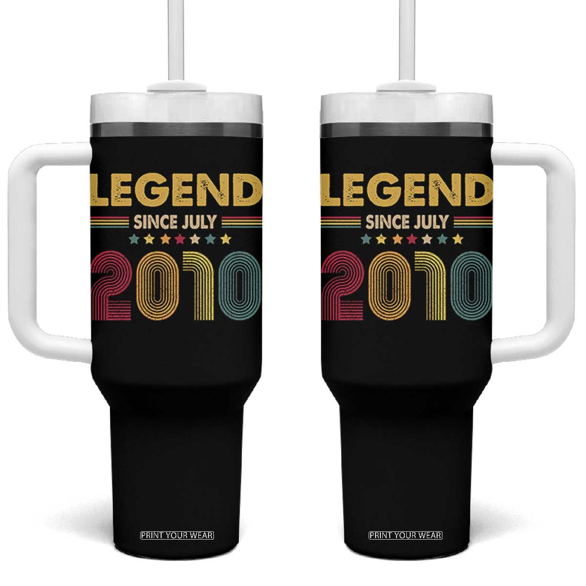 July 16th Birthday Tumbler With Handle Legends Since July 2010 Retro Bday TS11 One Size: 40 oz Black Print Your Wear