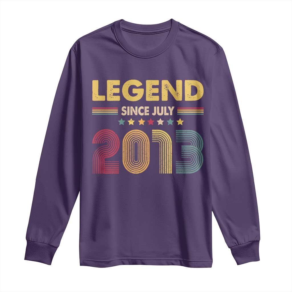 July 13th Birthday Long Sleeve Shirt Legends Since July 2013 Retro Bday TS11 Purple Print Your Wear