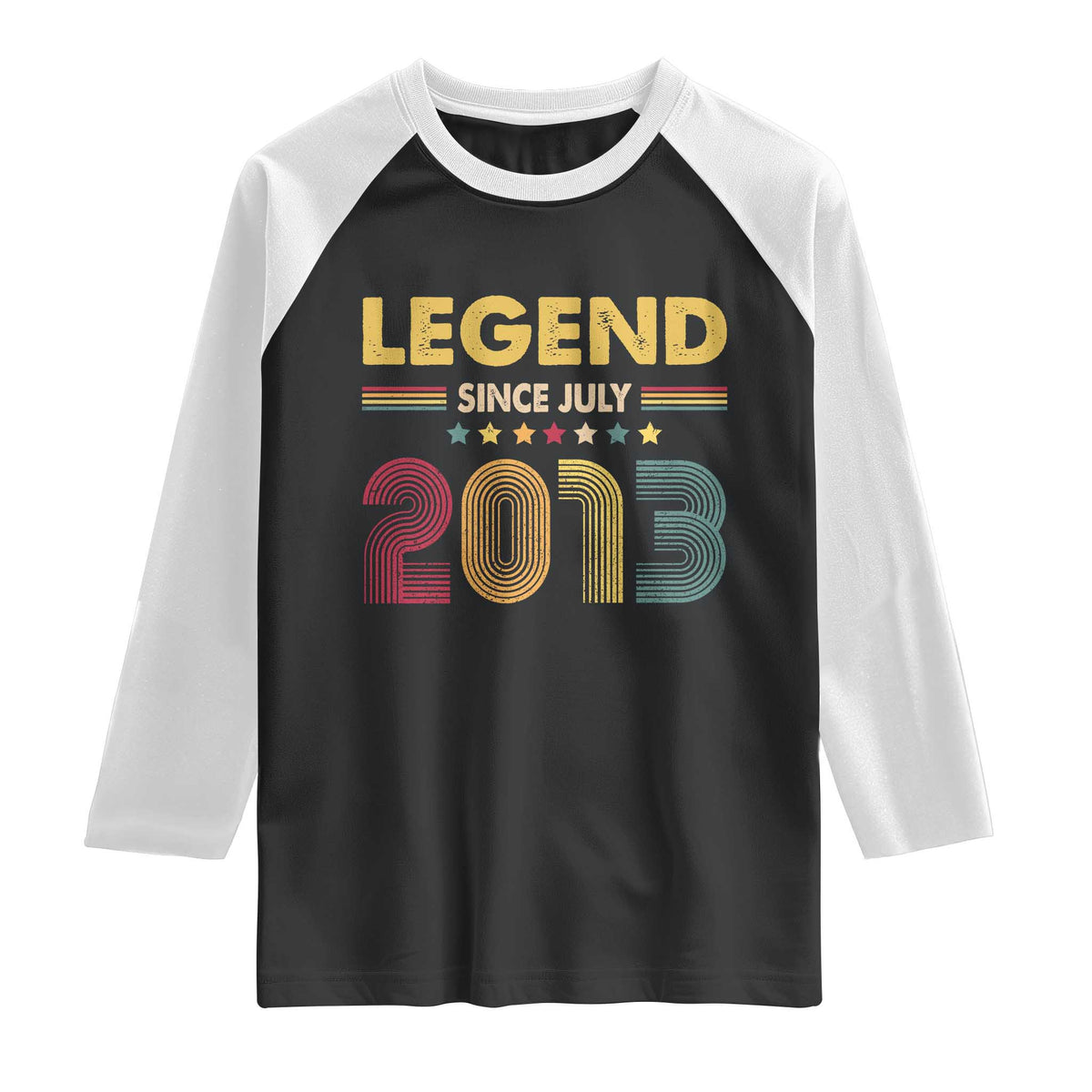 July 13th Birthday Raglan Shirt Legends Since July 2013 Retro Bday TS11 Black White Print Your Wear