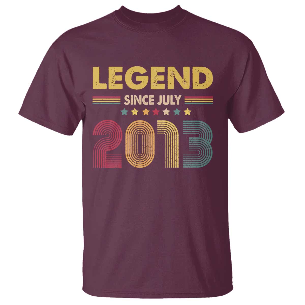July 13th Birthday T Shirt Legends Since July 2013 Retro Bday TS11 Maroon Print Your Wear