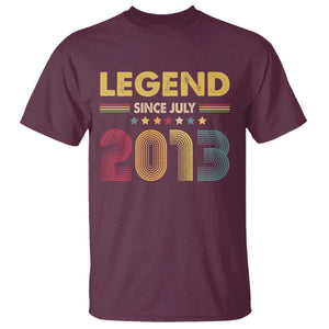 July 13th Birthday T Shirt Legends Since July 2013 Retro Bday TS11 Maroon Print Your Wear