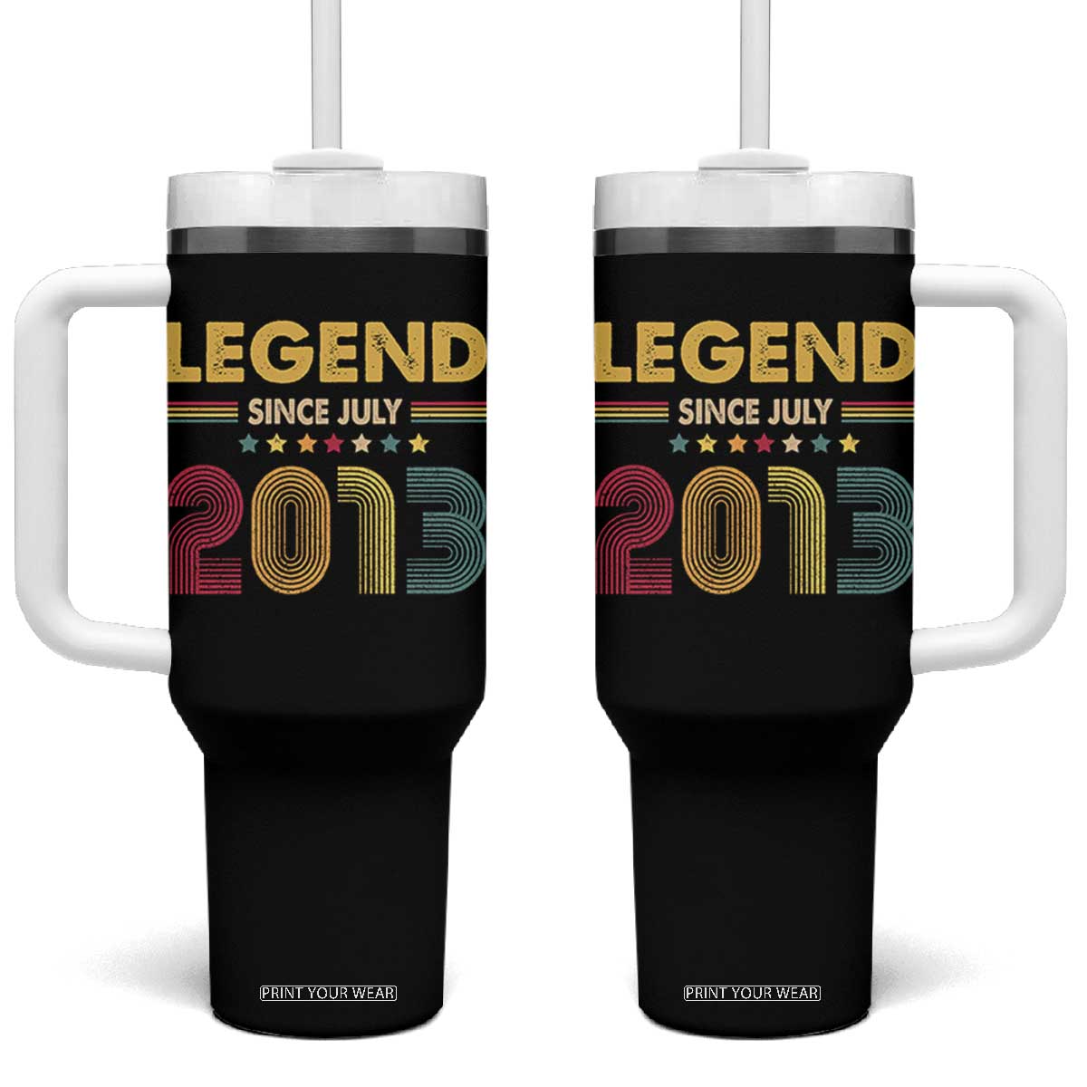 July 13th Birthday Tumbler With Handle Legends Since July 2013 Retro Bday TS11 One Size: 40 oz Black Print Your Wear