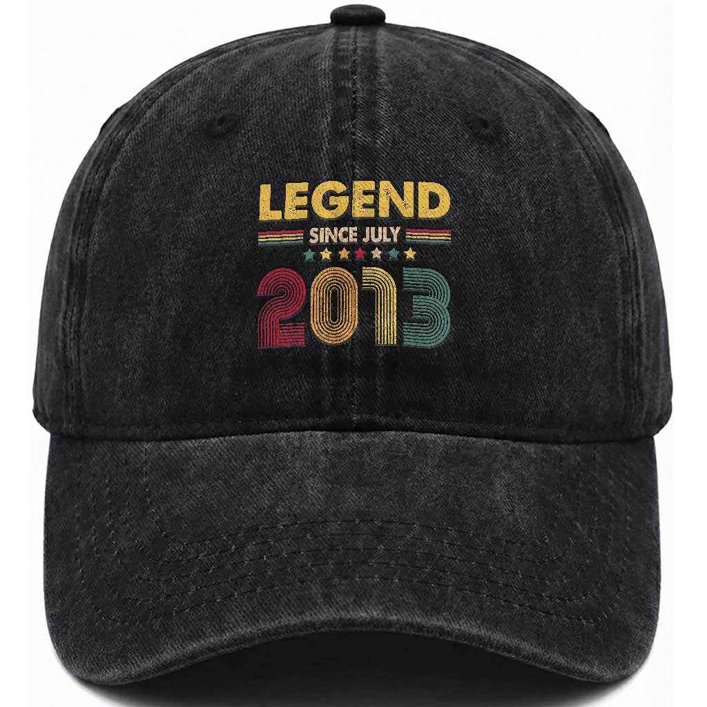 July 13th Birthday Washed Cotton Baseball Cap Legends Since July 2013 Retro Bday TS11 Print Your Wear