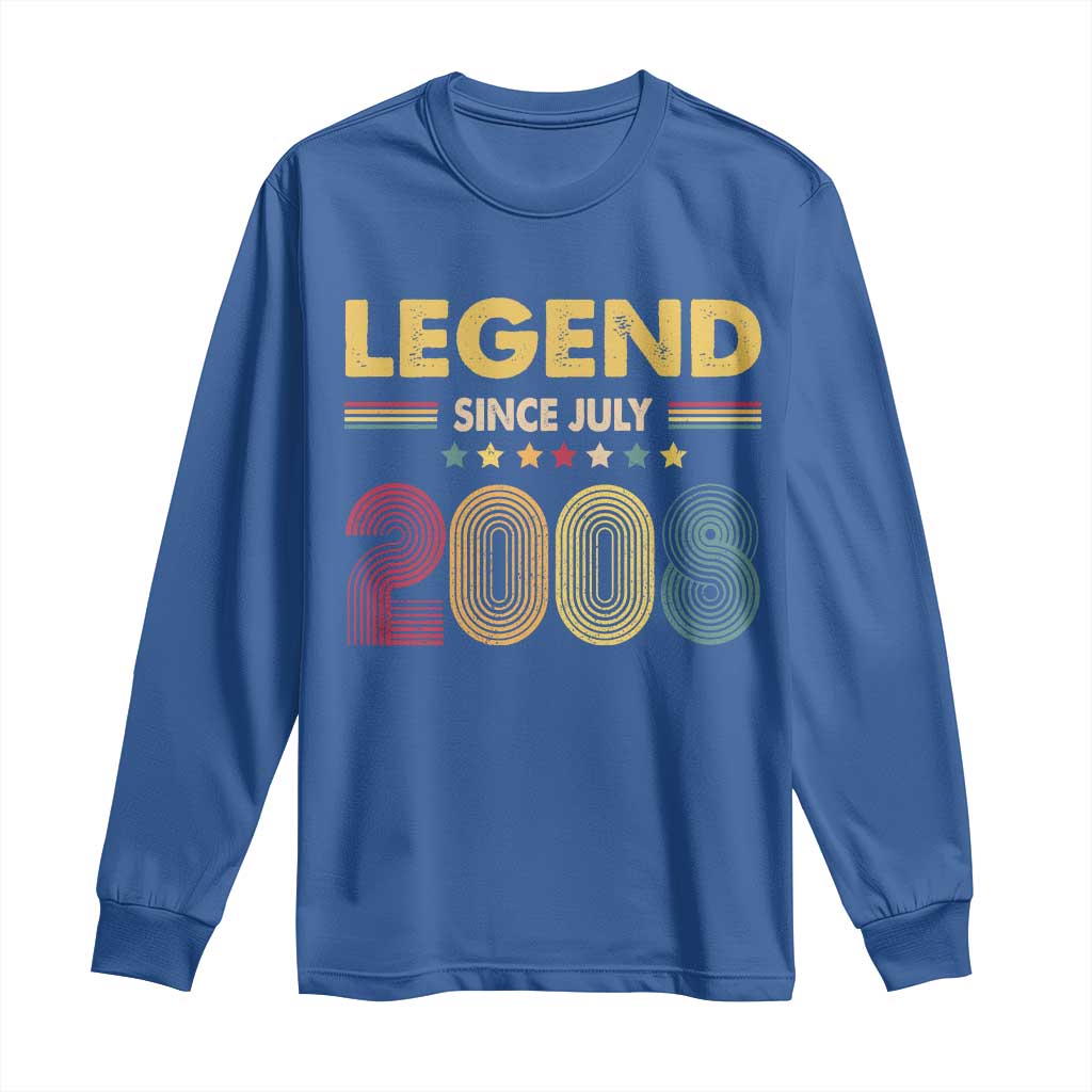 July 18th Birthday Long Sleeve Shirt Legends Since July 2008 Retro Bday TS11 Royal Blue Print Your Wear