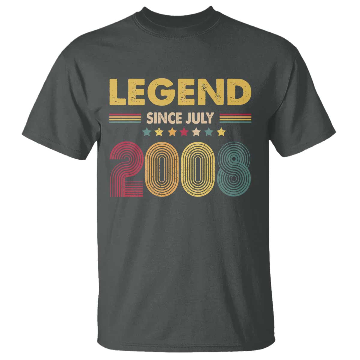 July 18th Birthday T Shirt Legends Since July 2008 Retro Bday TS11 Dark Heather Print Your Wear