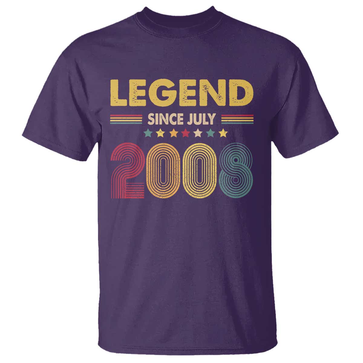July 18th Birthday T Shirt Legends Since July 2008 Retro Bday TS11 Purple Print Your Wear