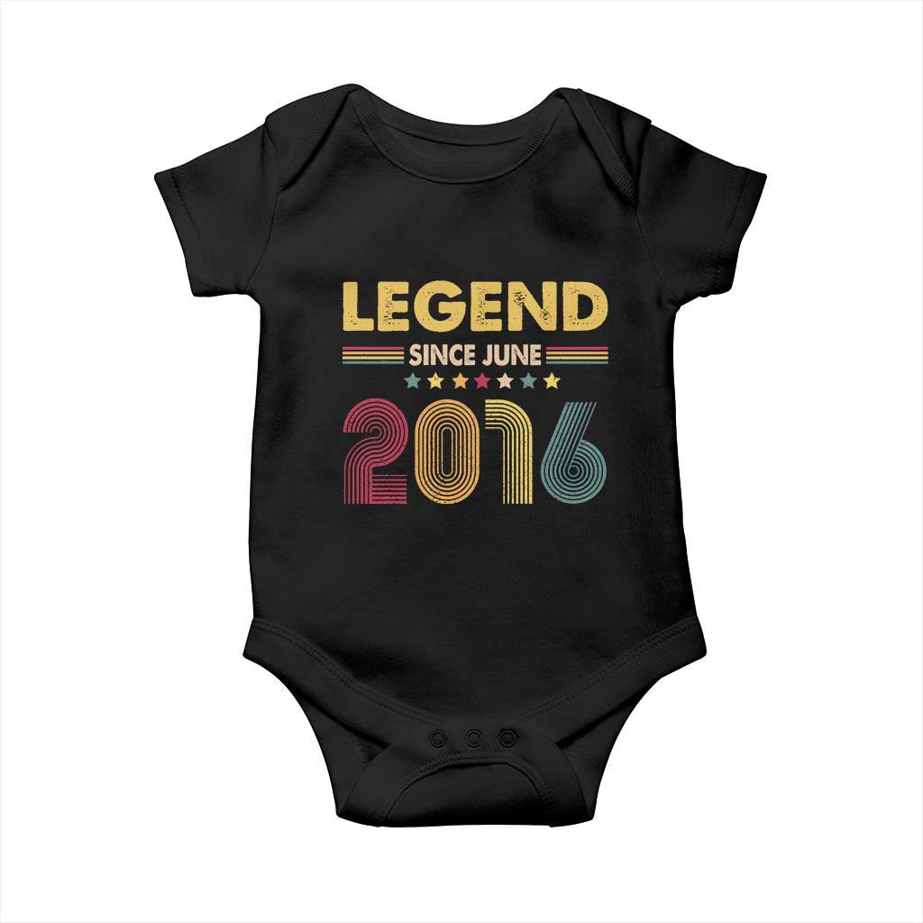 June 10th Birthday Baby Onesie Legends Since June 2016 Retro Bday TS11 Black Print Your Wear