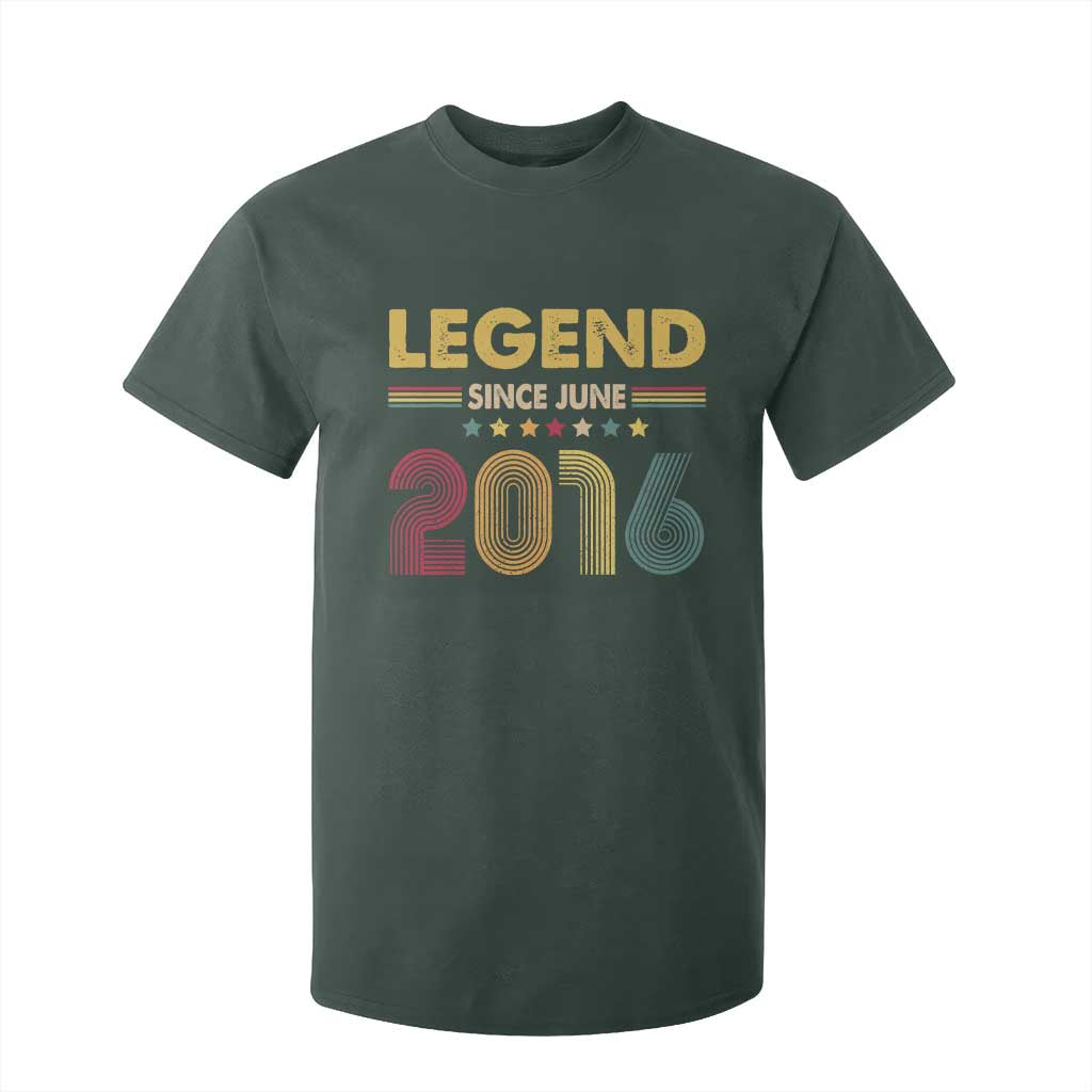 June 10th Birthday T Shirt For Kid Legends Since June 2016 Retro Bday TS11 Dark Forest Green Print Your Wear