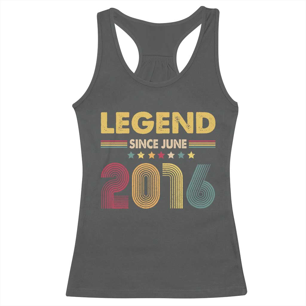 June 10th Birthday Racerback Tank Top Legends Since June 2016 Retro Bday TS11 Dark Heather Print Your Wear