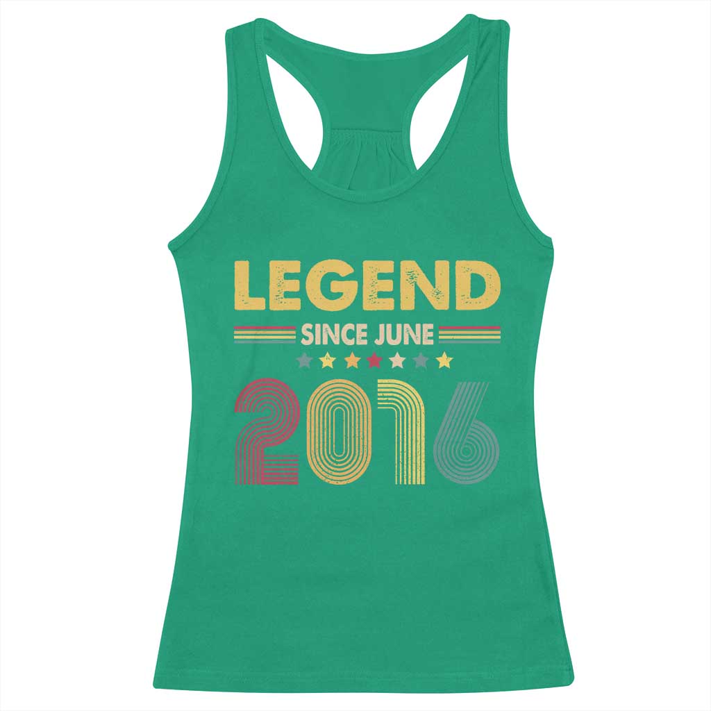 June 10th Birthday Racerback Tank Top Legends Since June 2016 Retro Bday TS11 Irish Green Print Your Wear