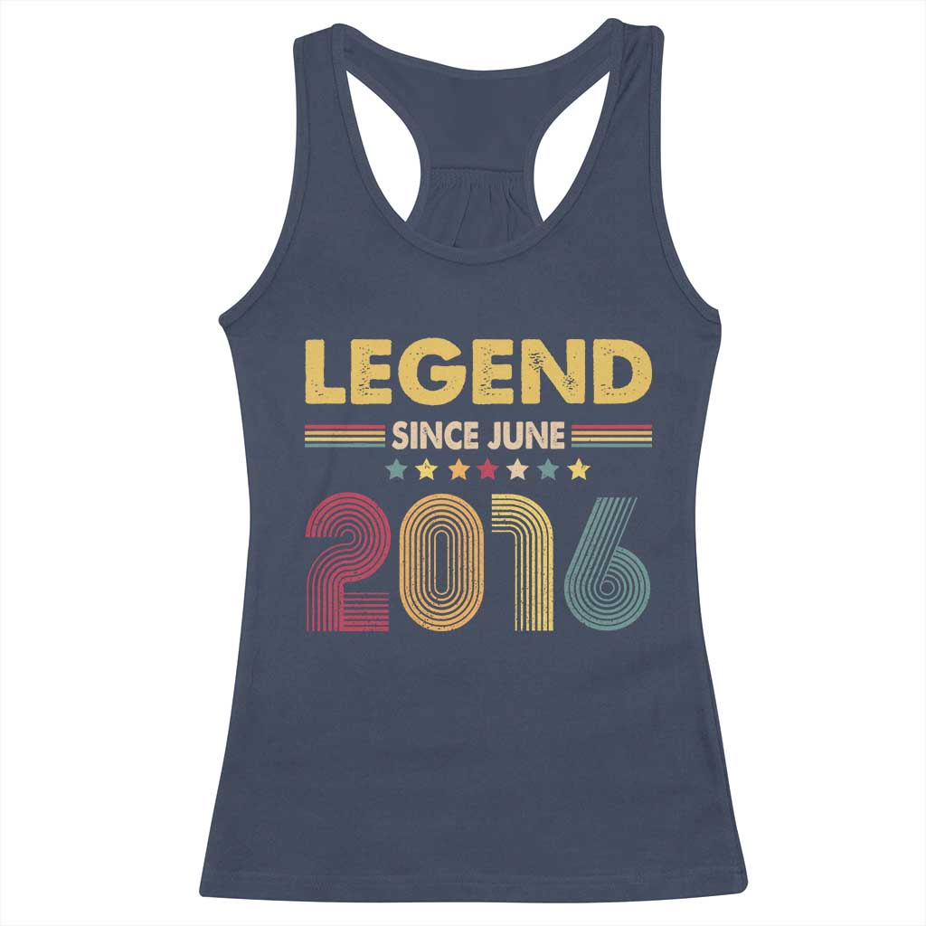 June 10th Birthday Racerback Tank Top Legends Since June 2016 Retro Bday TS11 Navy Print Your Wear