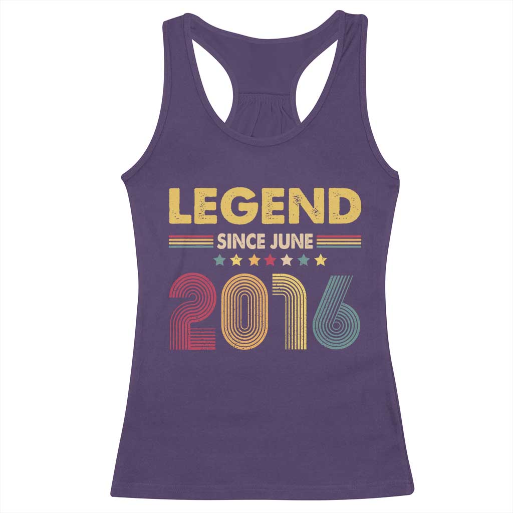 June 10th Birthday Racerback Tank Top Legends Since June 2016 Retro Bday TS11 Purple Print Your Wear