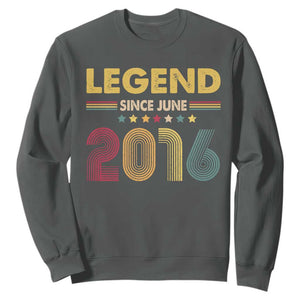 June 10th Birthday Sweatshirt Legends Since June 2016 Retro Bday TS11 Dark Heather Print Your Wear