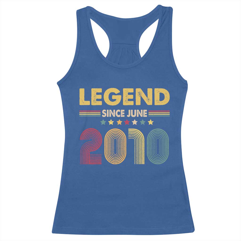 June 16th Birthday Racerback Tank Top Legends Since June 2010 Retro Bday TS11 Royal Blue Print Your Wear