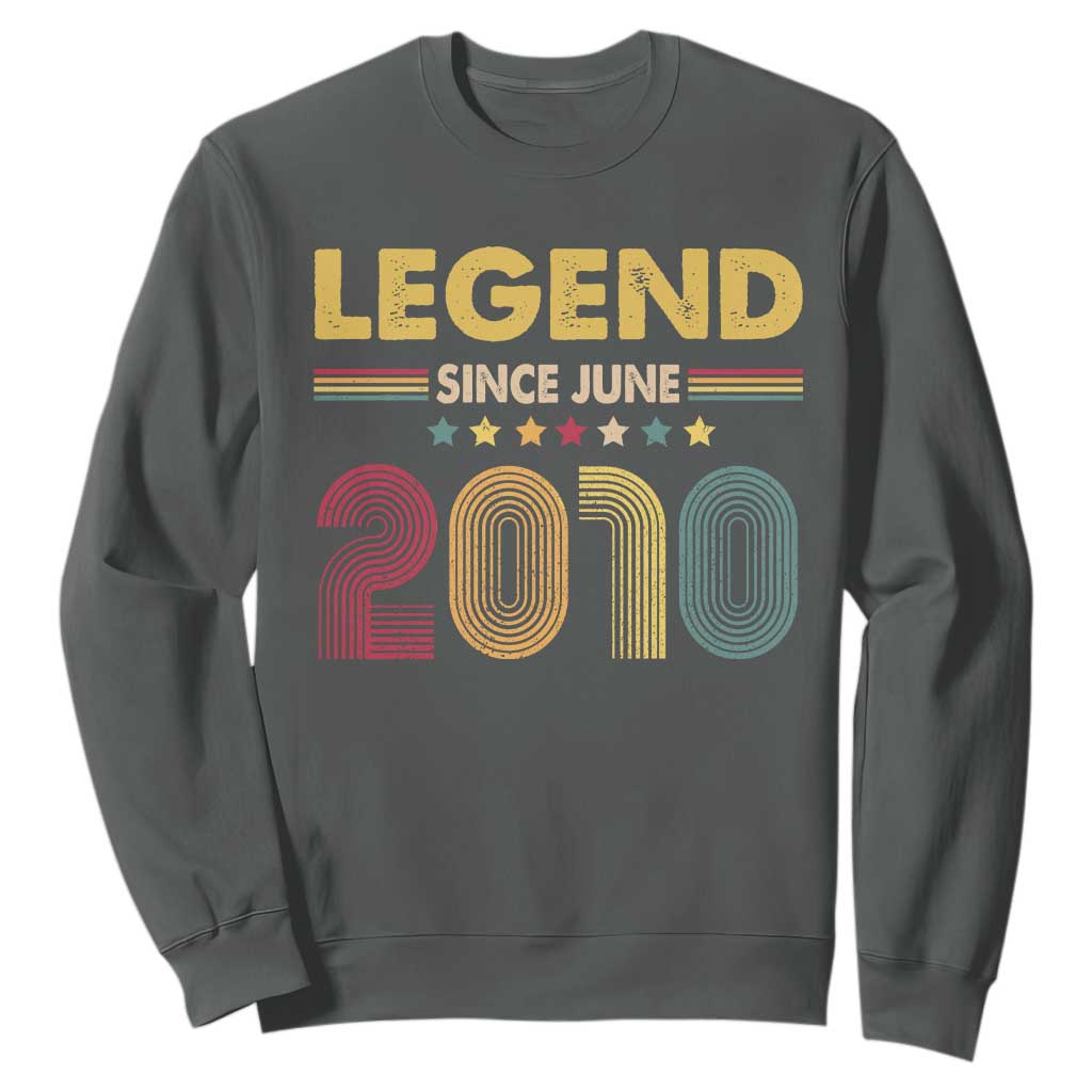 June 16th Birthday Sweatshirt Legends Since June 2010 Retro Bday TS11 Dark Heather Print Your Wear