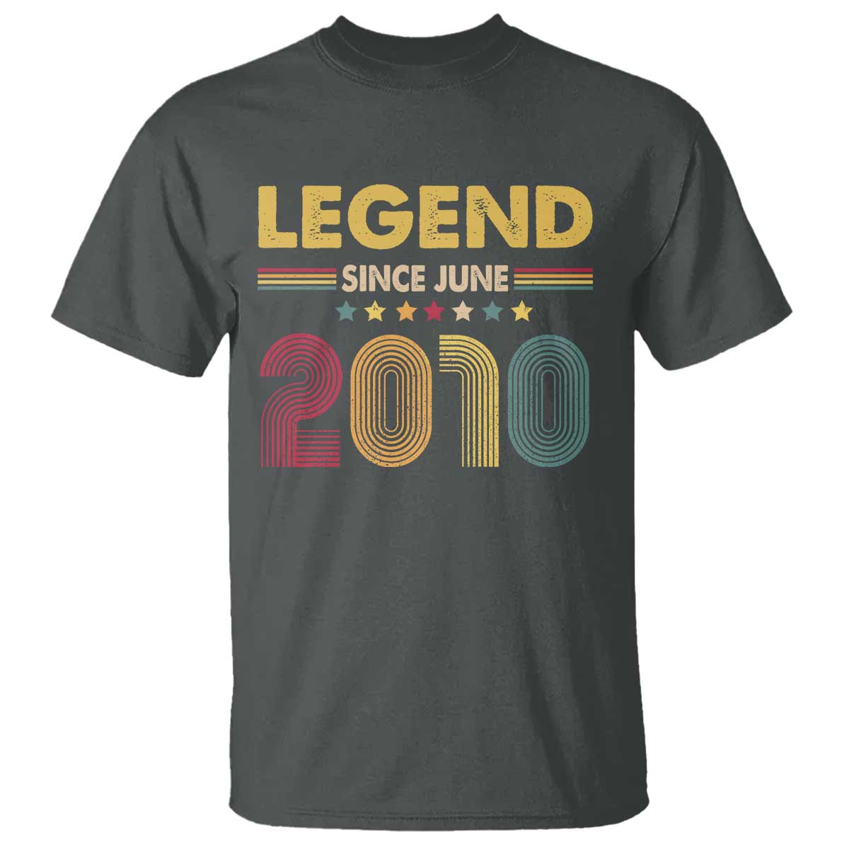June 16th Birthday T Shirt Legends Since June 2010 Retro Bday TS11 Dark Heather Print Your Wear