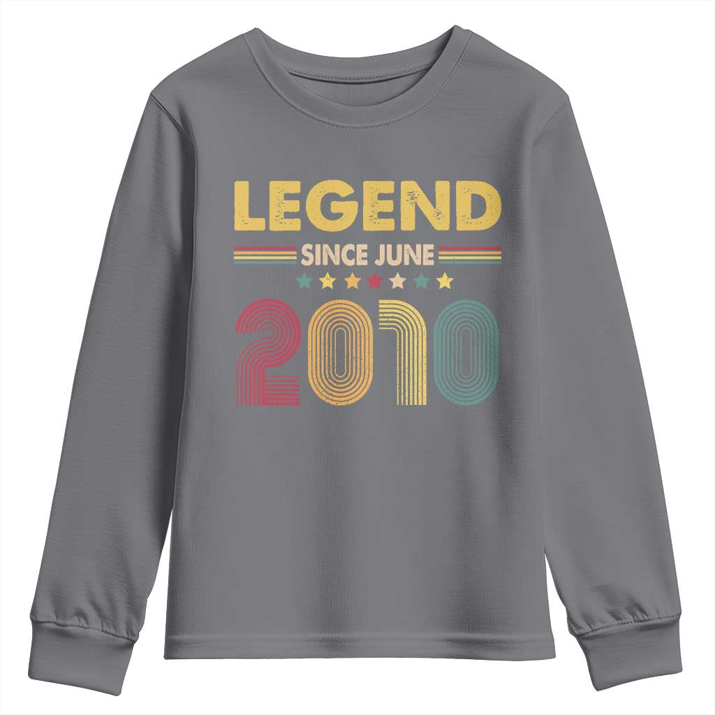 June 16th Birthday Youth Sweatshirt Legends Since June 2010 Retro Bday TS11 Charcoal Print Your Wear