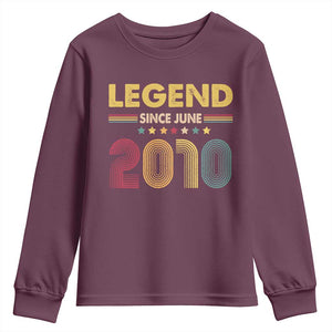 June 16th Birthday Youth Sweatshirt Legends Since June 2010 Retro Bday TS11 Maroon Print Your Wear