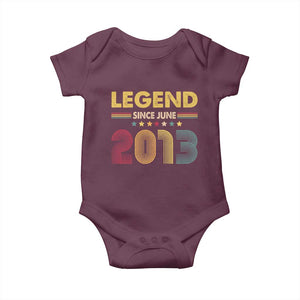 June 13th Birthday Baby Onesie Legends Since June 2013 Retro Bday TS11 Maroon Print Your Wear