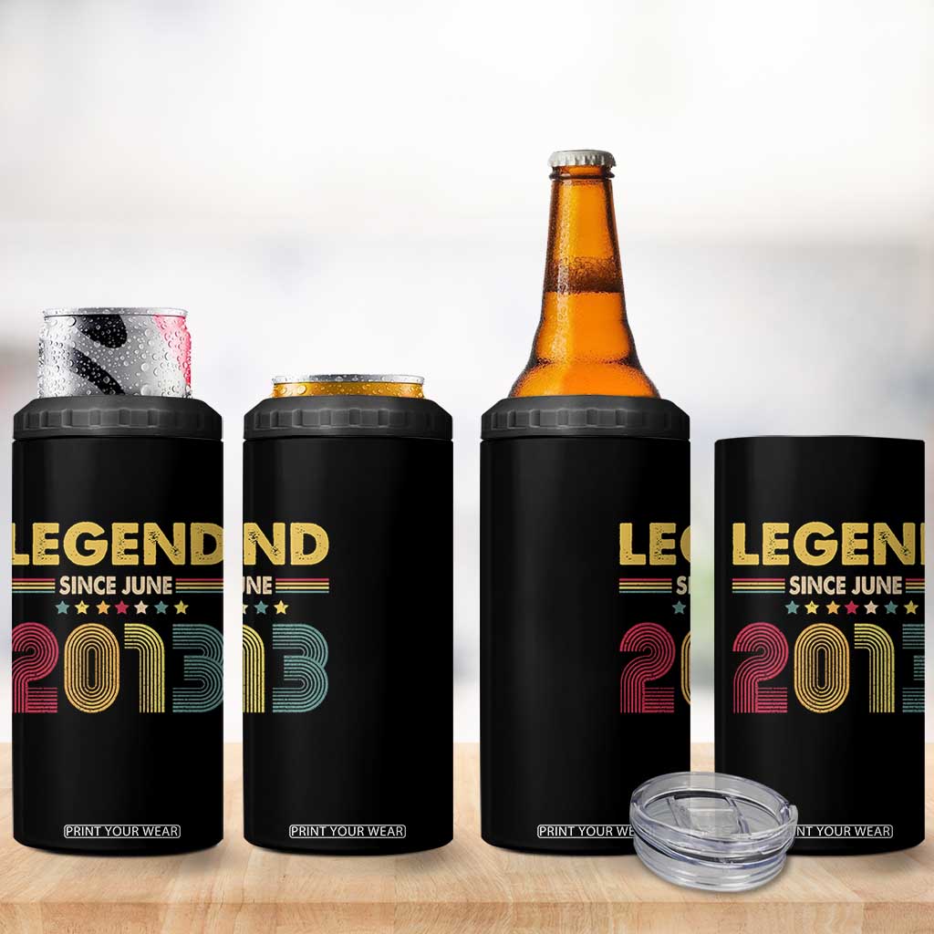 June 13th Birthday 4 in 1 Can Cooler Tumbler Legends Since June 2013 Retro Bday TS11 Print Your Wear