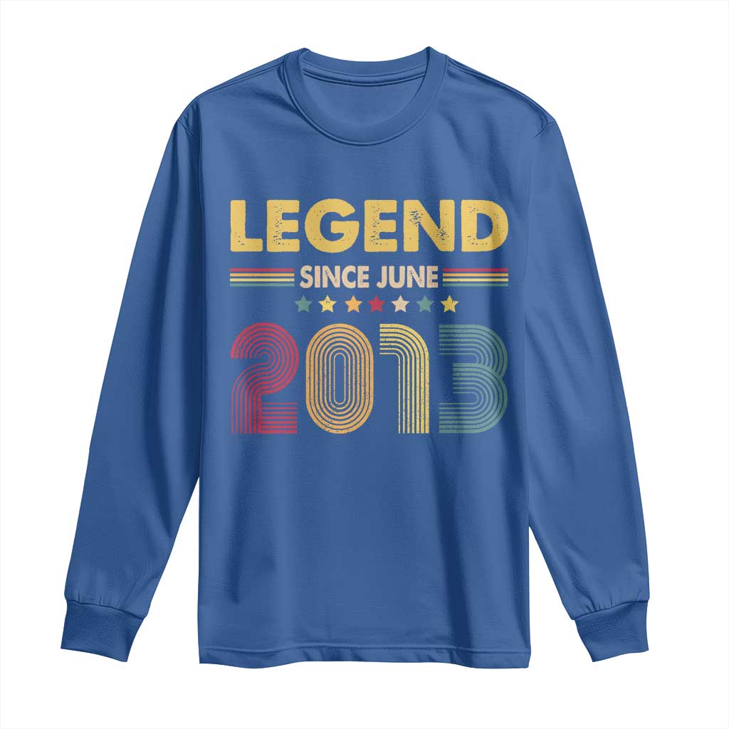 June 13th Birthday Long Sleeve Shirt Legends Since June 2013 Retro Bday TS11 Royal Blue Print Your Wear