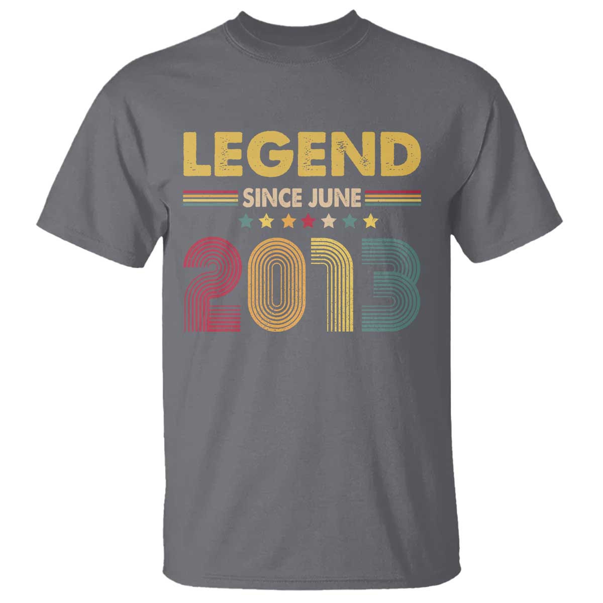 June 13th Birthday T Shirt Legends Since June 2013 Retro Bday TS11 Charcoal Print Your Wear