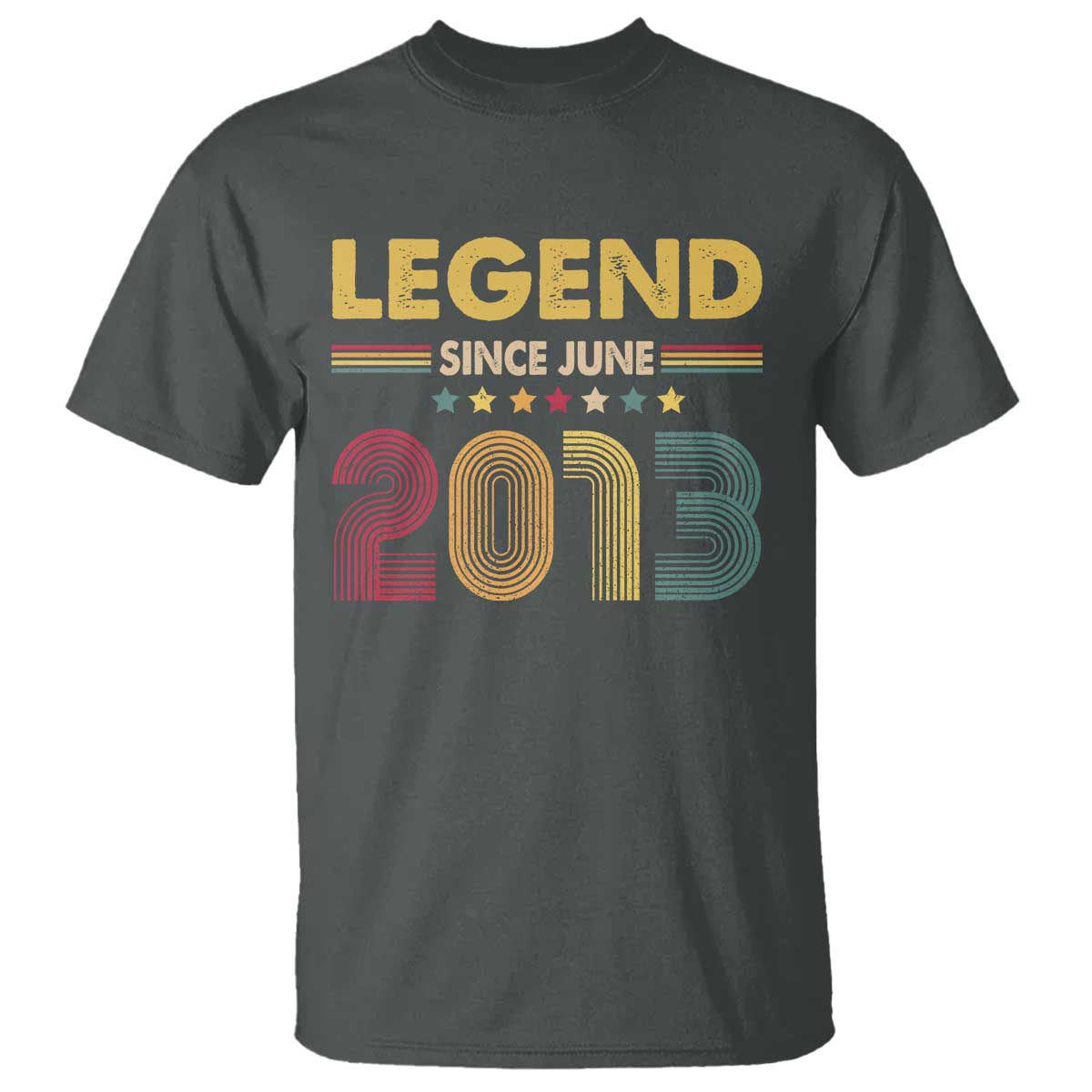 June 13th Birthday T Shirt Legends Since June 2013 Retro Bday TS11 Dark Heather Print Your Wear
