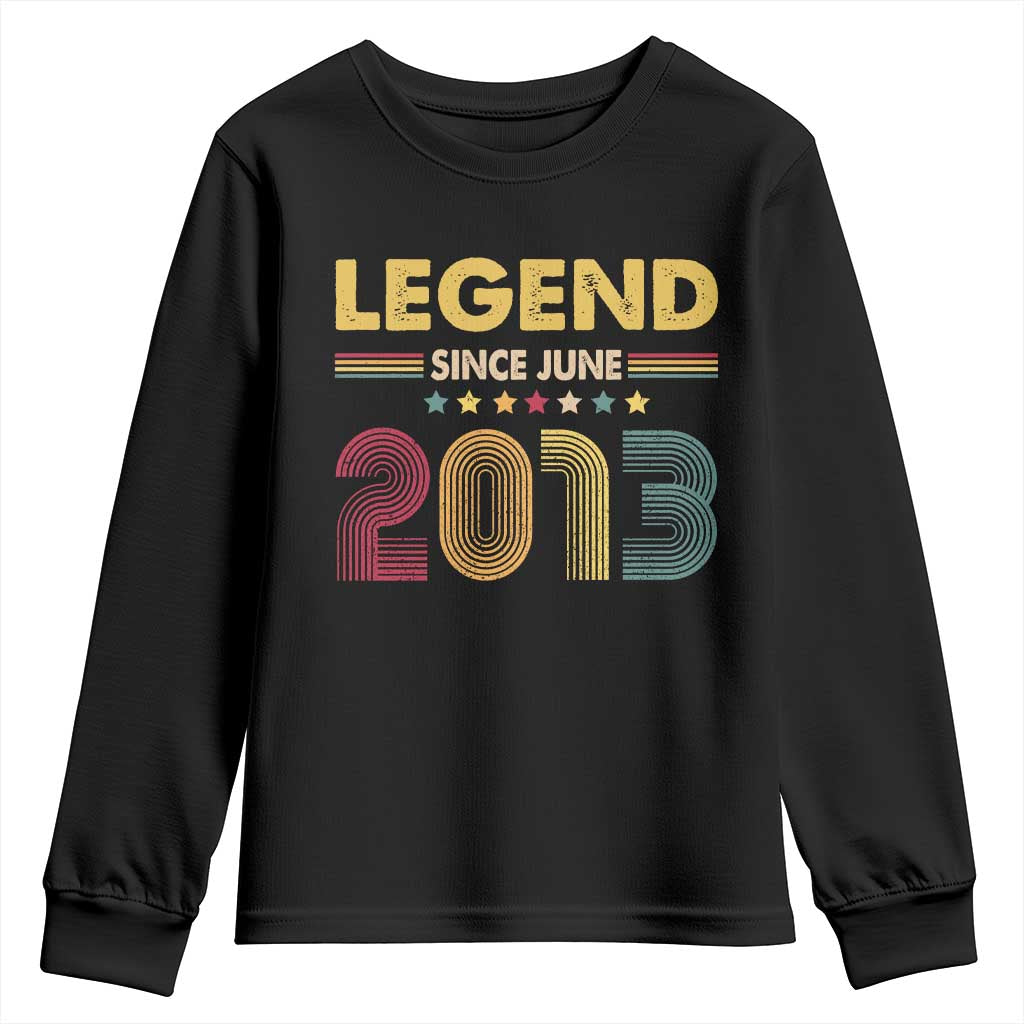 June 13th Birthday Youth Sweatshirt Legends Since June 2013 Retro Bday TS11 Black Print Your Wear