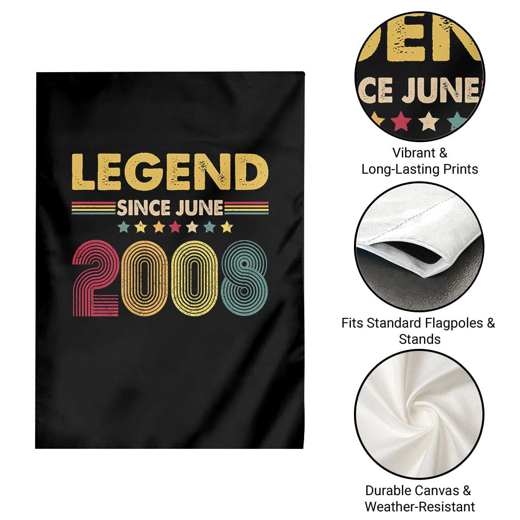 June 18th Birthday Garden Flag Legends Since June 2008 Retro Bday TS11 Print Your Wear