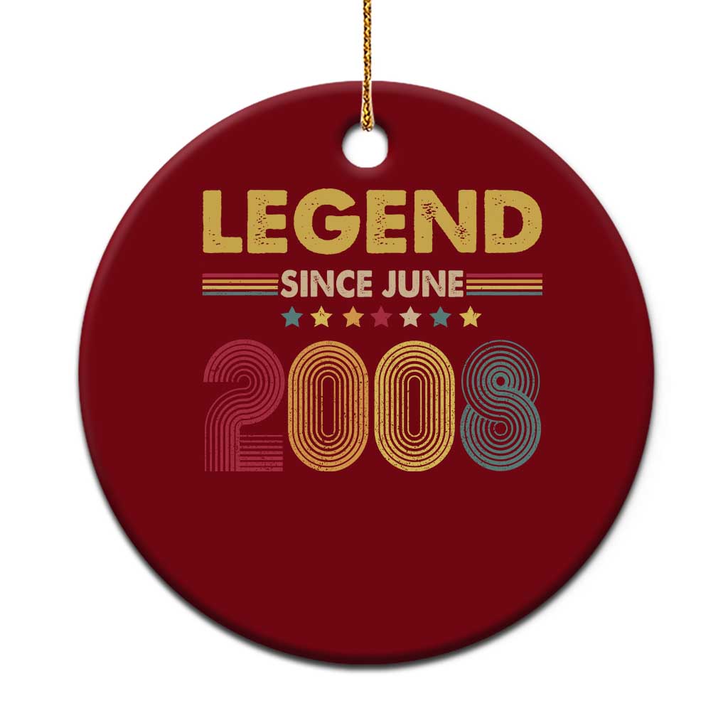 June 18th Birthday Ceramic Ornament Legends Since June 2008 Retro Bday TS11 1pc Red Print Your Wear