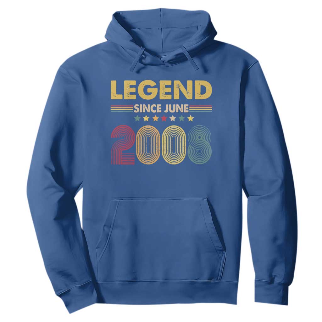 June 18th Birthday Hoodie Legends Since June 2008 Retro Bday TS11 Royal Blue Print Your Wear