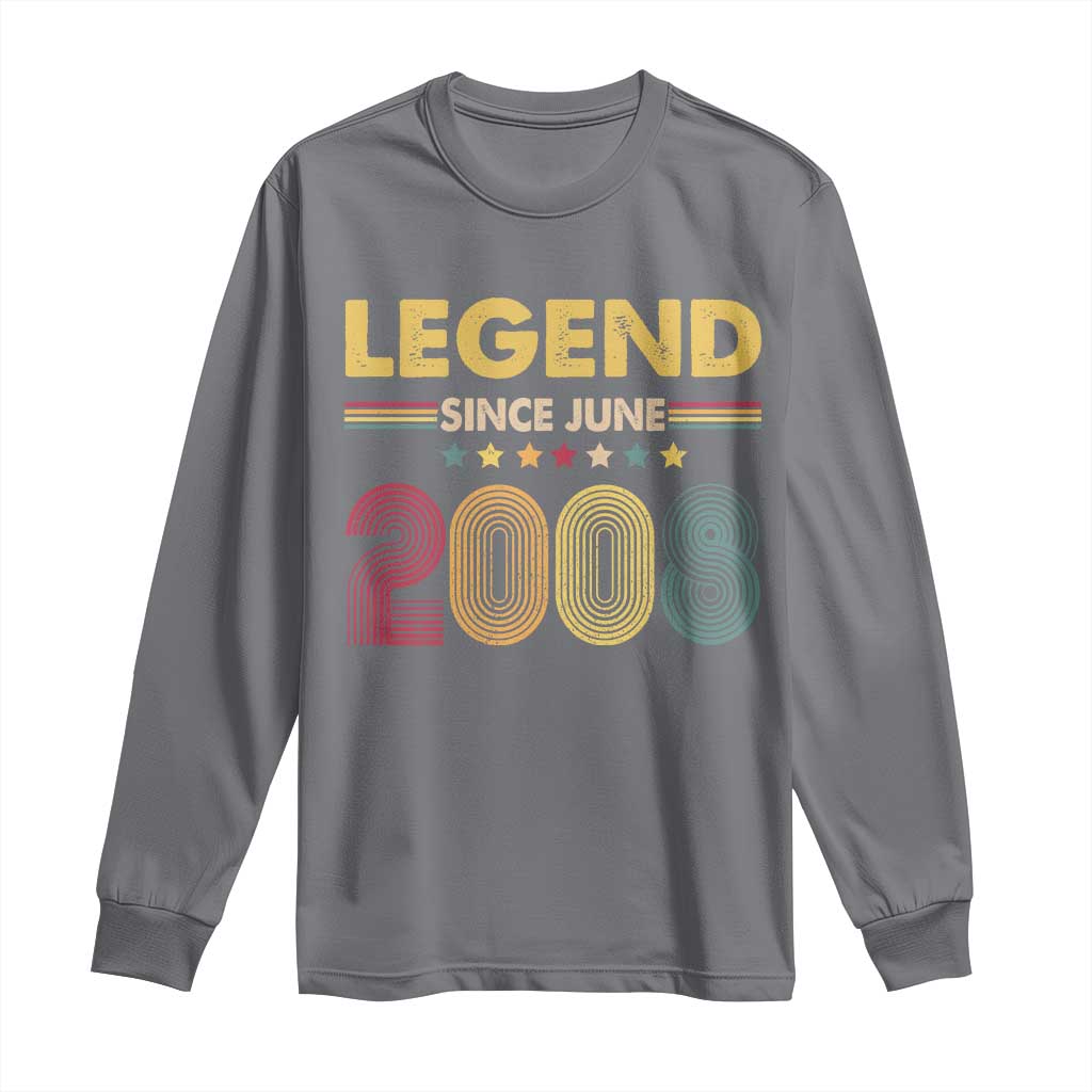 June 18th Birthday Long Sleeve Shirt Legends Since June 2008 Retro Bday TS11 Charcoal Print Your Wear