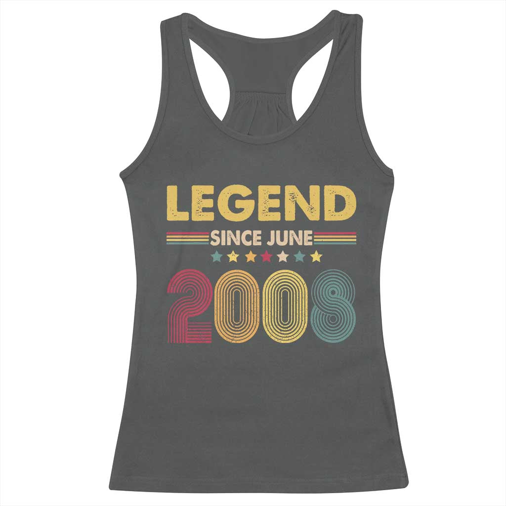 June 18th Birthday Racerback Tank Top Legends Since June 2008 Retro Bday TS11 Dark Heather Print Your Wear