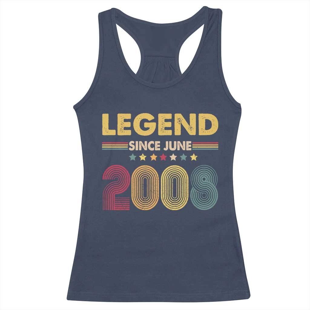 June 18th Birthday Racerback Tank Top Legends Since June 2008 Retro Bday TS11 Navy Print Your Wear